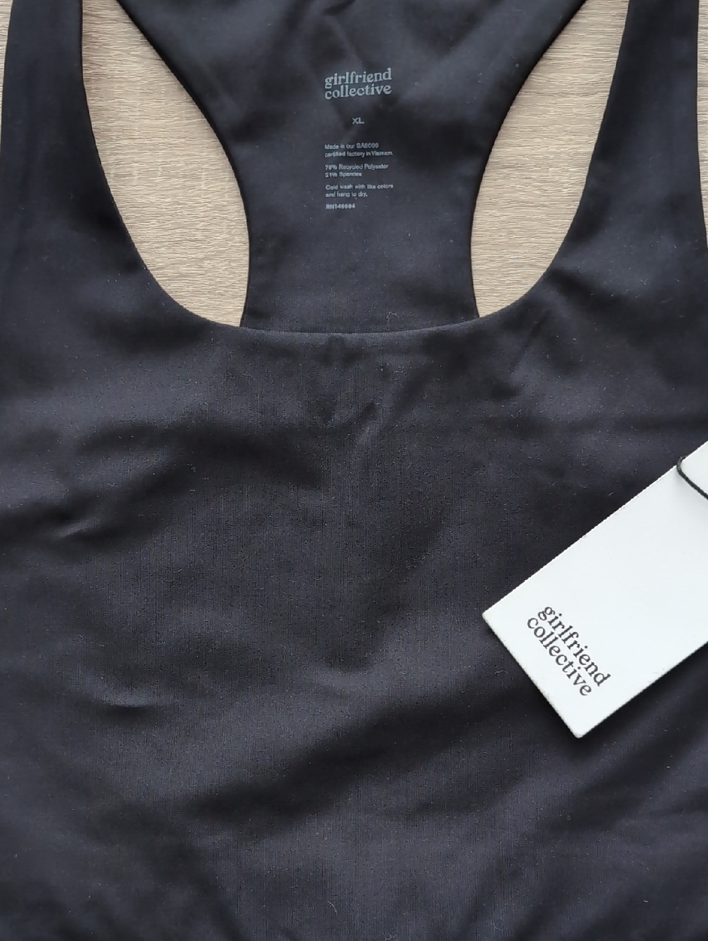 Girlfriend Collective Black Paloma Racerback Bra- XL - Picture 5 of 13